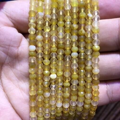 5 strings Lot Natural Yellow Opal Facted Beads,Faceted Semi Gem Roundel Tiny Spacer Gem Beads,Size approx 3x4mm 15.5"/str