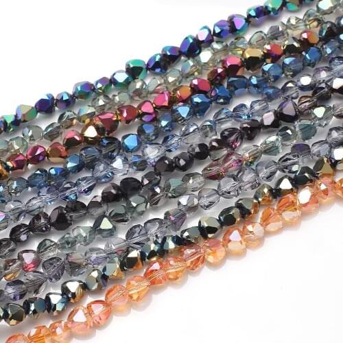 Czech Crystal Heart Beads Plated 6/8mm Lampwork Glass Spacer Green Stone For Jewelry Making Diy Needlework Bracelet Necklace