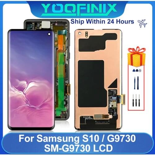 Original For Samsung Galaxy S10 LCD SM-G973F/DS SM-G973U SM-G973W Display LCD Touch Screen Digitizer Display Replacement Parts
