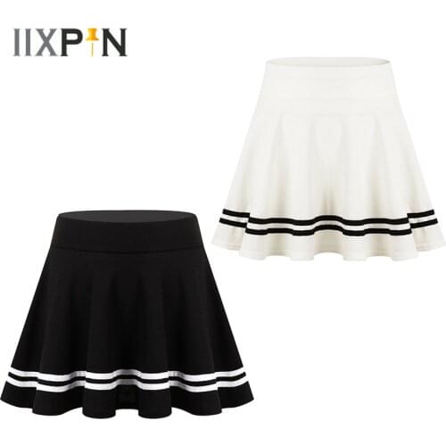 Student Girls A-Line Dance Mini Skirts Flared Skirt Women Sexy Cute Sweet Casual High Waist Striped Hemline Korean School Skirts