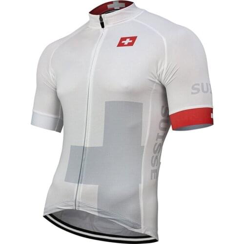 2020 Suisse Outdoor Summer White Cycling Jersey Men Bike Road Mountain Race Tops Bicycle Wear Bike Clothes Breathable