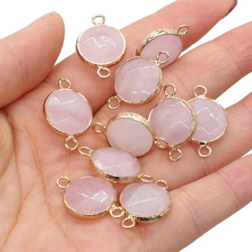Natural Semi-precious Pendant Round Rose Quartzs Pendant for Jewelry Making DIY Necklace Bracelet Accessories