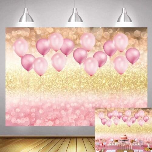 Colorful Balloon Happy Birthday Party Photo Backdrop Adult Golden Glitter Photography Background Shining Banner Photocall Decor