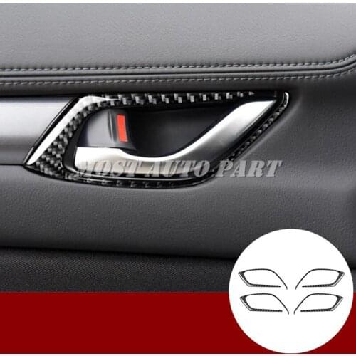 Carbon Fiber Car Door Handle Bowl Frame Trim Cover For Mazda CX-5 KF 2017-2019 Car accesories interior Car Trim