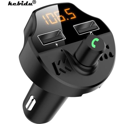 Kebidu Wireless Bluetooth 5.0 Car Kit Charger LCD Support Hands-Free FM Transmitter USB TF Card MP3 Music Player Mobile Phone