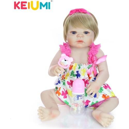 KEIUMI23 Inch Baby Doll Realistic Full Silicone Vinyl Girl Doll Reborn Baby Doll In Brazil For Sale Kid Xmas Gifts Playmate