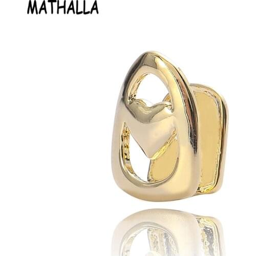 MATHALLA Love Heart Hollow Teeth Grillz Gold Silver Top Grillz High Quality Copper Material Hip Hop Jewelry Men Women