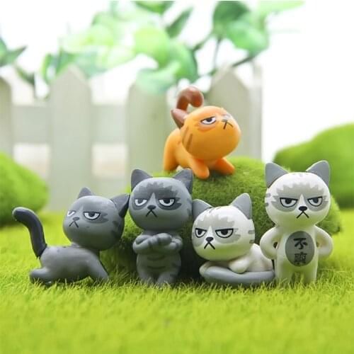 6Pcs Cute Mini Cat Figurine Toys Bonsai Fairy Garden Micro Home Ornaments For Living Room Bedroom Table Office Desk Decoration