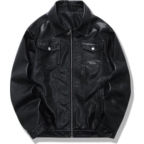 2021 Mens Lapel with Velvet Thick Loose Warm Leather Jacket Youth Fashion Handsome PU Leather Jacket