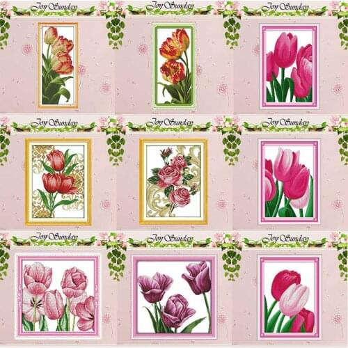 Tulip Flower counted Cross Stitch 11CT 14CT Cross Stitch Set Wholesale DIY Chinese Cross-stitch Kit Embroidery Needlework