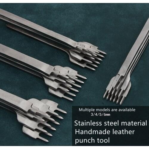 4-piece Set Leather Craft Stitching Lace Punching Chisel Tool Leather Craft Barbed Iron Diy Tool Porous Round Hole Row