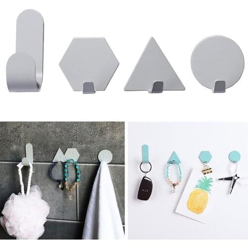 4PCS Wall Hook Set Creative Geometric Self-adhesive Hook Wall Hanger for Kitchen