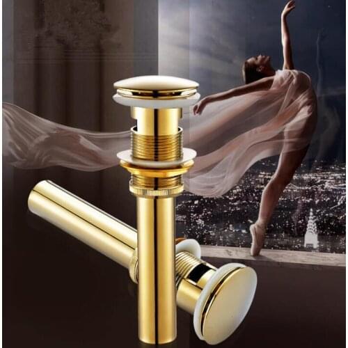 Solid Brass Bathroom Lavatory Sink Push-down Pop Up Basin Drain With Gold/Antique/Rose Gold bathroom parts faucet accessories