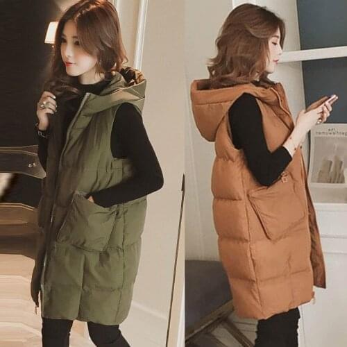 Autumn and Winter Cotton Vest Fashion Womens Plus Size Hooded Vest Vest Jacket Warm Puffer Jacket