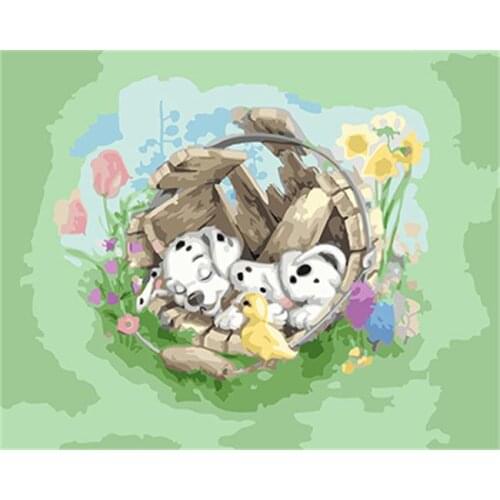 PAINTBOY Animals And Flower Framed DIY Oil Painting By Numbers Canvas DIY Oil Painting Home Decoration For Living Room Wall Art