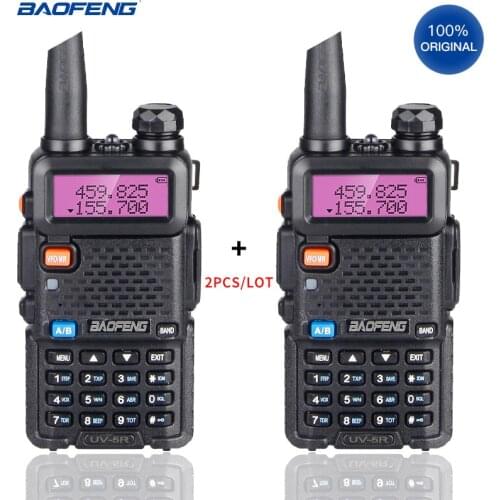 2pcs/lot 100% Original Baofeng Radio UV-5R Walkie Talkie Dual Band 136-174MHz&400-520MHz 128 CH Two Way Radio