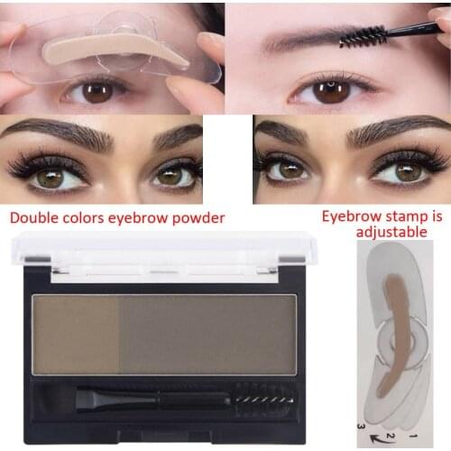 Adjustable Perfect Eyebrow Stamp 2Colors Quick Makeup Eyebrow Powder with Eyebrow Brush Professional Brow Stamp Long Last TSLM2