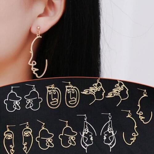 Punk Human Face Drop Earrings For Women Retro Abstract Hollow out Statement Hand Metal Fashion Dangle Earring Jewelry