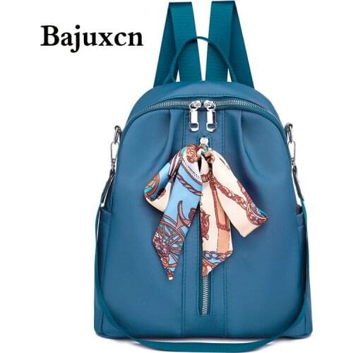 Silk scarf backpack ladies 2021 fashion waterproof Oxford student school bag multifunctional travel bag ladies shoulder bag