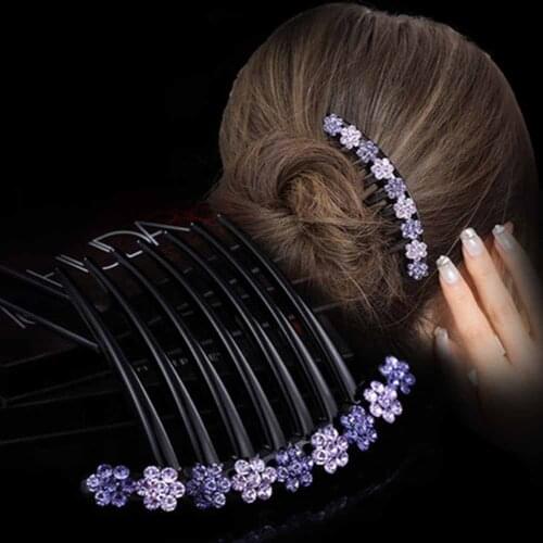 Haimeikang Rhinestone Hair Combs Accessories For Women Large Ponytail Hairpin Hair Comb Headwear Fashion Hair Jewelry Headpiece