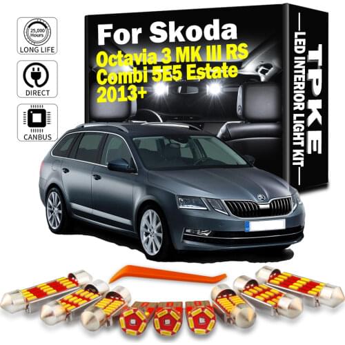 TPKE 11Pcs LED Lamp Interior Dome Glove box Map Lights Bulb Kit For Skoda Octavia 3 MK III RS Combi 5E5 Estate 2013