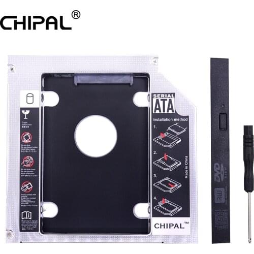 CHIPAL Universal 2nd HDD Caddy 12.7MM SATA for 2.5" 12.5mm 9.5mm 9mm 7mm SSD HDD Case Enclosure for Laptop CD / DVD Optical Bay