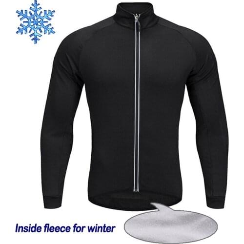 Thermal Cycling Jersey Bicycle Long Shirt Bike Sports Wear Winter Warm Coat Clothing Sleeve Motocross Mountain Jacket Black Top