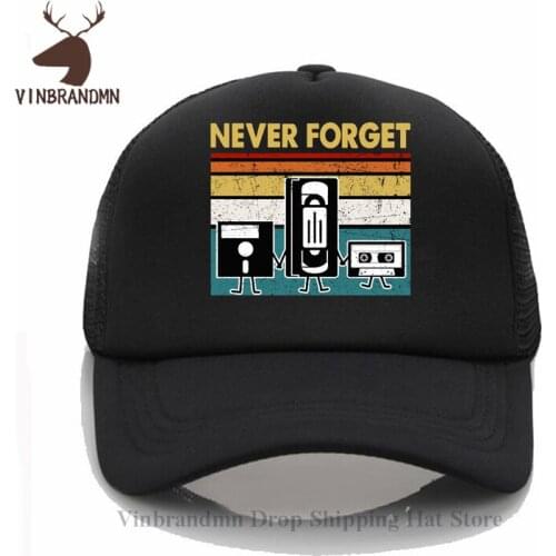 70s 80svintage never forget VHS Cool Baseball cap magnetic tape disc cassette disk Funny cap causal good memory retro Bucket hat