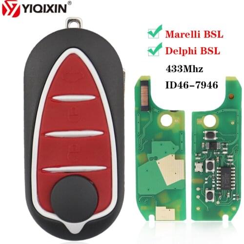 YIQIXIN 3 Buttons Remote Flip Car Key For Alfa Romeo Mito GTA 2008-2015 Giulietta 2010-2016 433Mhz ASK ID46-7946 Delphi/Marelli