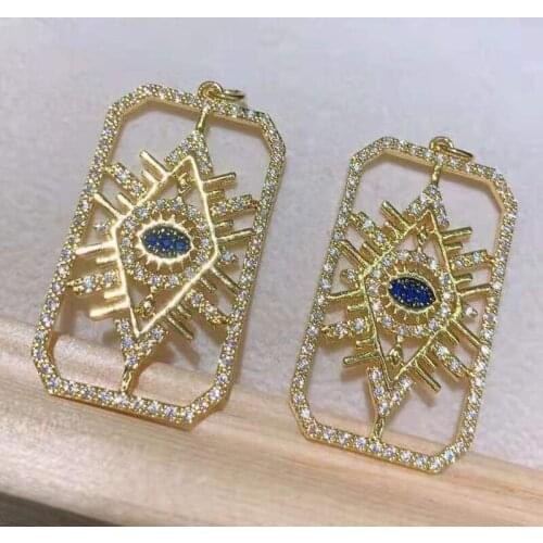 Womens fashion cubic zircon Micro Pave Eye rectangle shape pendant