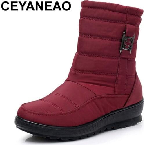 CEYANEAO Womens Boots Thick Plush Warm Winter Waterproof Mother Shoes Ladies Ankle Boot Snow Boots Women Waterproof Woman Shoes