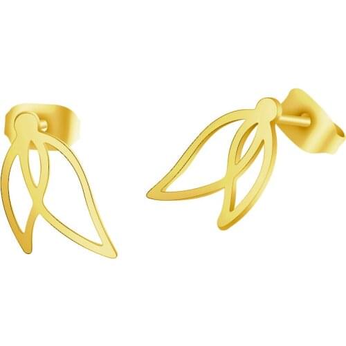 Laurel Leaf Stud Earrings For Women Accessories 2019 Stainless Steel Rose Gold Korean Earings Fashion Jewelry Best Friend Gifts