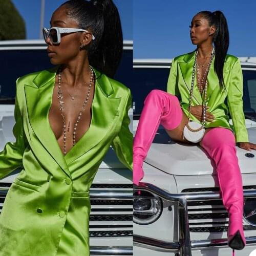 Chic Women Streetear Double Breasted Blazer Coat Vintage Long Sleeve Pockets Female Outerwear Fashion Tops