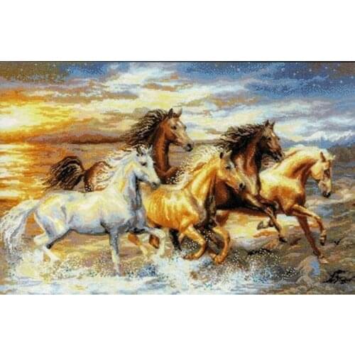 Gold Collection Embroidery In The Sunset Cross Stitch Patterns for Grandma with 100% Cotton Floss & Free Shipping for Wall Decor