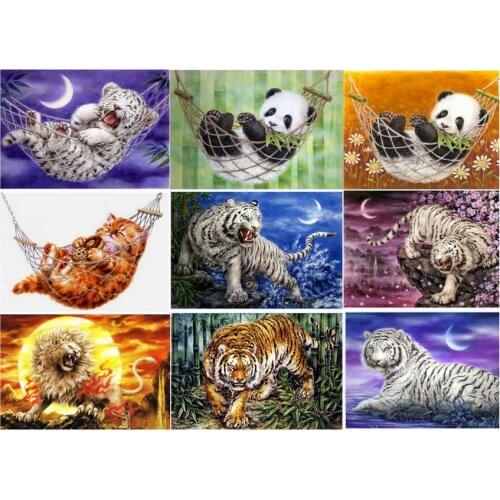 11 style tiger pattern full square / round 3D diamond painting tiger 5D DIY diamond embroidery crystal diamond mosaic home decor