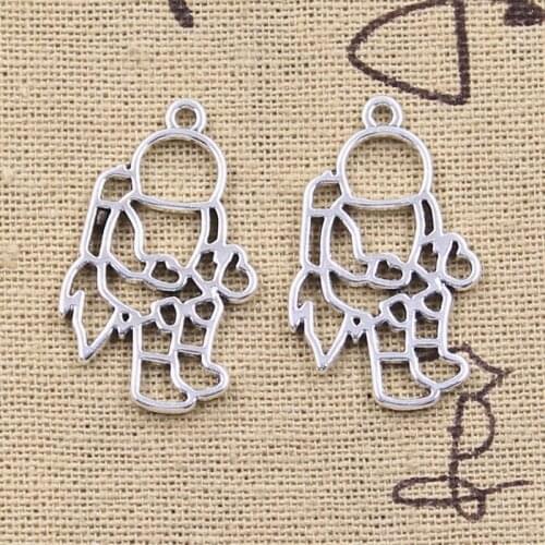 15pcs Charms Space Man Universe Astronaut 30x18mm Antique Silver Color Pendants DIY Making Findings Handmade Tibetan Jewelry