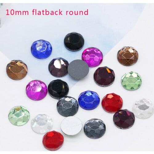 20p 10mm Round color Foiled Flatback faceted glass stone crystal rhinestones Wedding cards Decorations jewelry making beads