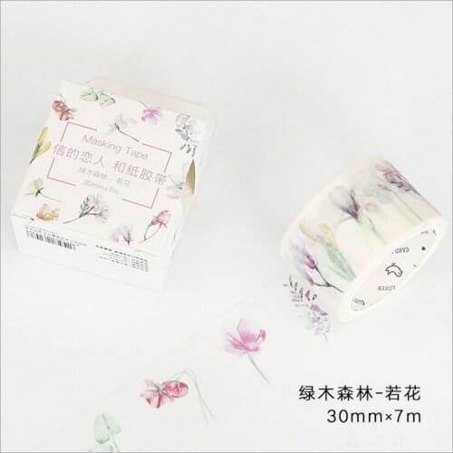 30mm Wide Green Plants Forest Pale Floral flowers Life Decoration Washi Tape DIY Planner Diary Scrapbook Sticker Masking Tape