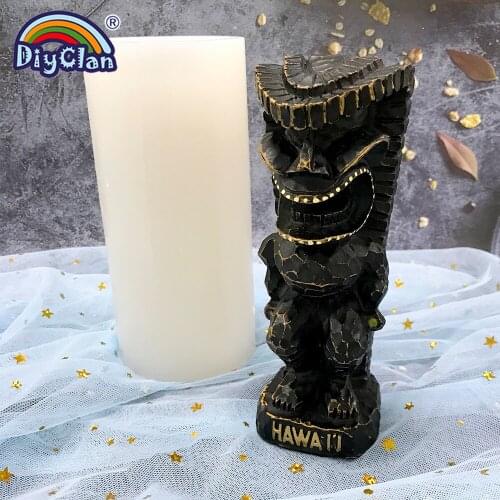 3D Hawaiian McKaty Statue Totem Silicone Mold Retro Southeast Asian Decoration DIY Handmade Plaster Resin Clay Making Mould