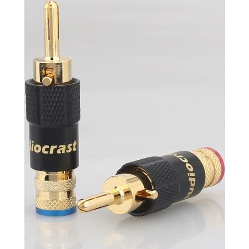 4pcs 24K gold Plated Audio Banana Speaker Plug Screw Lock 10mm Cable Wire Connector
