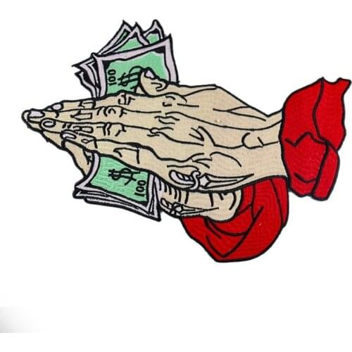 5pcs/lot Large Sew-on Fashion Embroidery Patch Money Hand Sheet Curtain Clothing Decoration Sewing Accessories Diy Applique