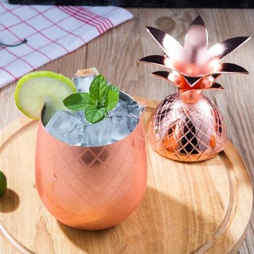550ml Pineapple Shape Moscow Mule Copper Mug Cocktail Beer Wine Coffee Milk Cup Drinkware Stainless Steel Large Capacity Tumbler