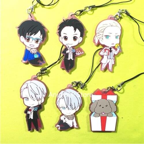 Anime YURI!!! on ICE Keychain Figure Doll Katsuki Yuri Plisetsky Victor Nikiforov PVC Keyring Bag Pendant for Gift
