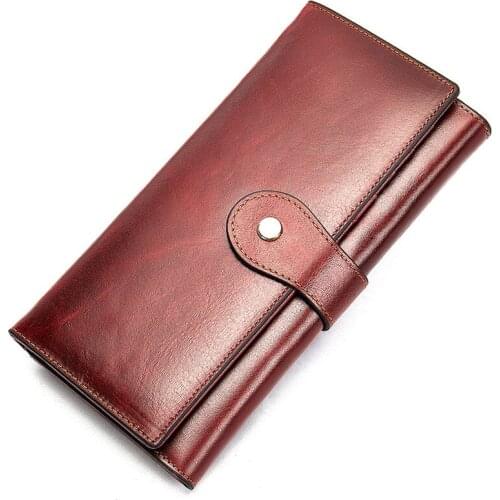 Brand Simple Fashion Cow Leather Women Wallet Large Compartment Long Leather Female Clutch Purse Cellphone Bag Coin Wallet Lady