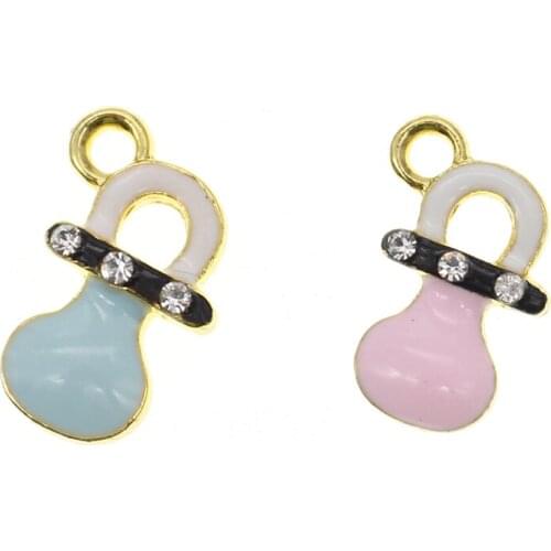 30 PCS Allah craft charm for pin chain gold rhinestone crystal color blue pink enamel Islam baby nipple pacifier charms pendant