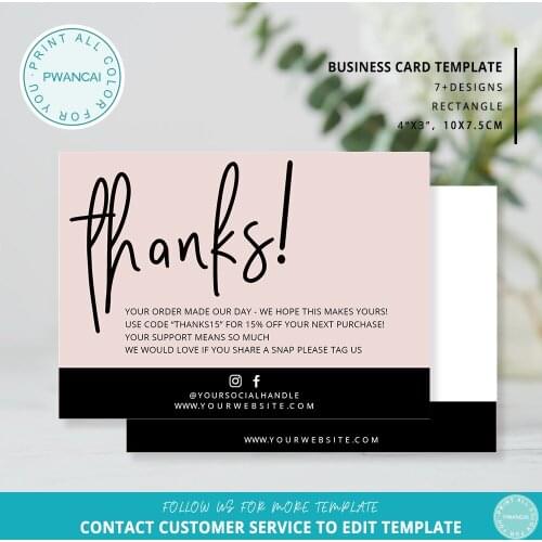 BUSINESS THANK YOU modern handlettered fuschia 100Pieces 4X3inch