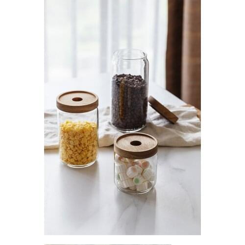 Kitchen Storage Rangement Cuisine Coffee Grains Tea Cans Pasta Jars Almacenamiento En Cocina Glass Airtight Jar Wooden Lid