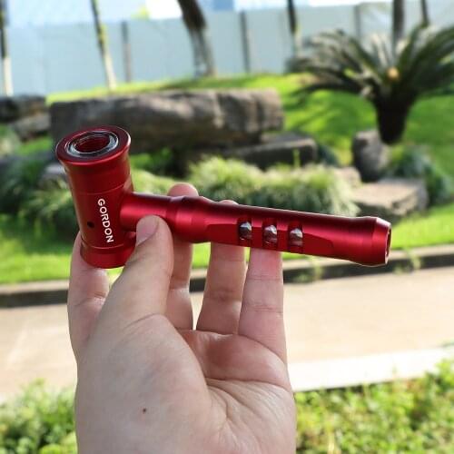 GORDON Smoking Pipe Hammer Shape Metal Smoking Pipe With Glass Handle Aluminum Tobacco Herb Pipe Smoke Accessories