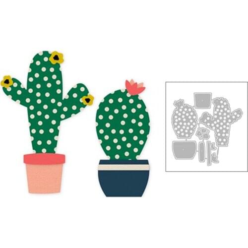 2020 New Desert Plant Cactus and Flower Pot Embossing Metal Cutting Dies For Greeting Card Album Scrapbooking Making No Stamps