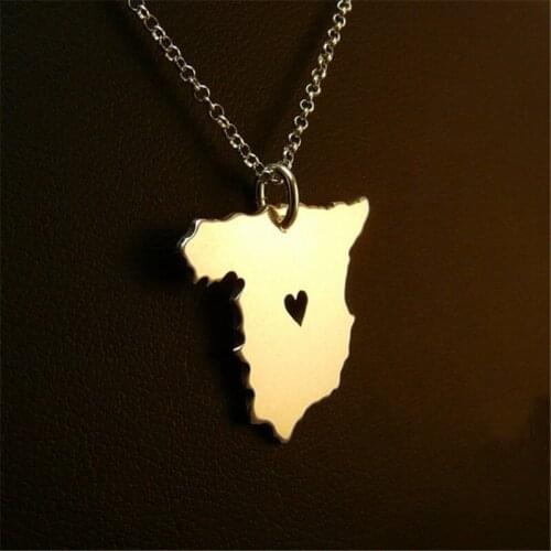 Fashion great land SPAIN Map Pendant choker necklace with Heart for women girls charm popular gift jewelry